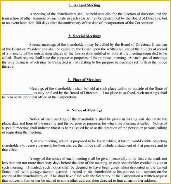 Free bylaws Template Of 7 bylaws Templates