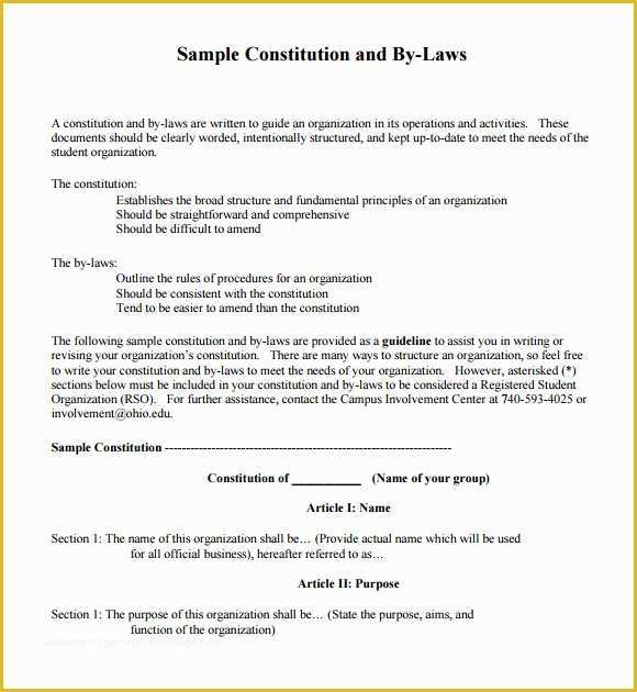 Free bylaws Template Of 7 bylaws Templates