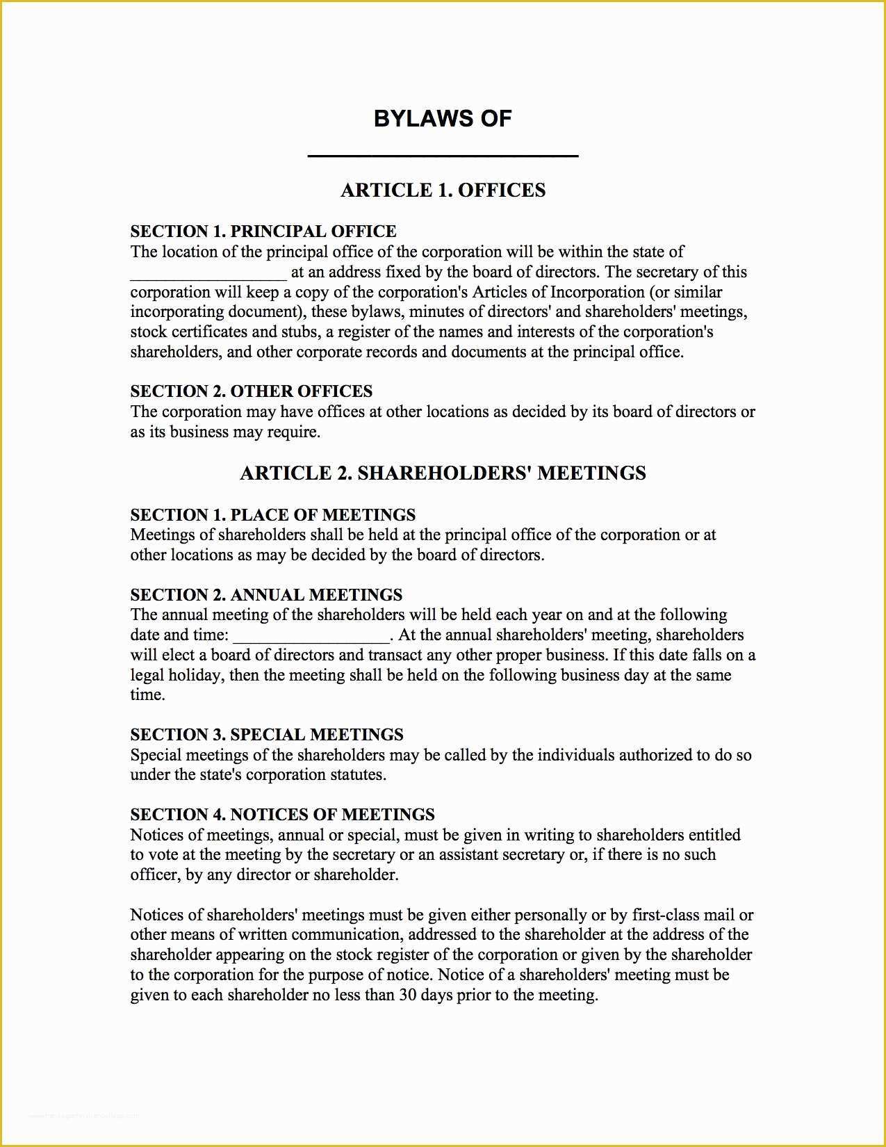 Free bylaws Template Of Great Corporate bylaws Template S Nv Corporate