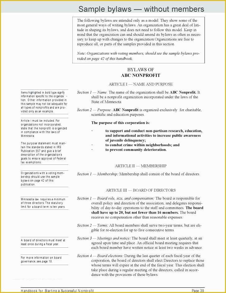 Free bylaws Template Of Non Profit bylaws Template Free Accraconsortium