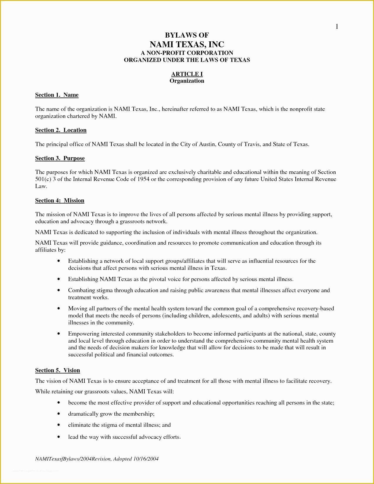 Free bylaws Template Of Non Profit bylaws Template Free Accraconsortium