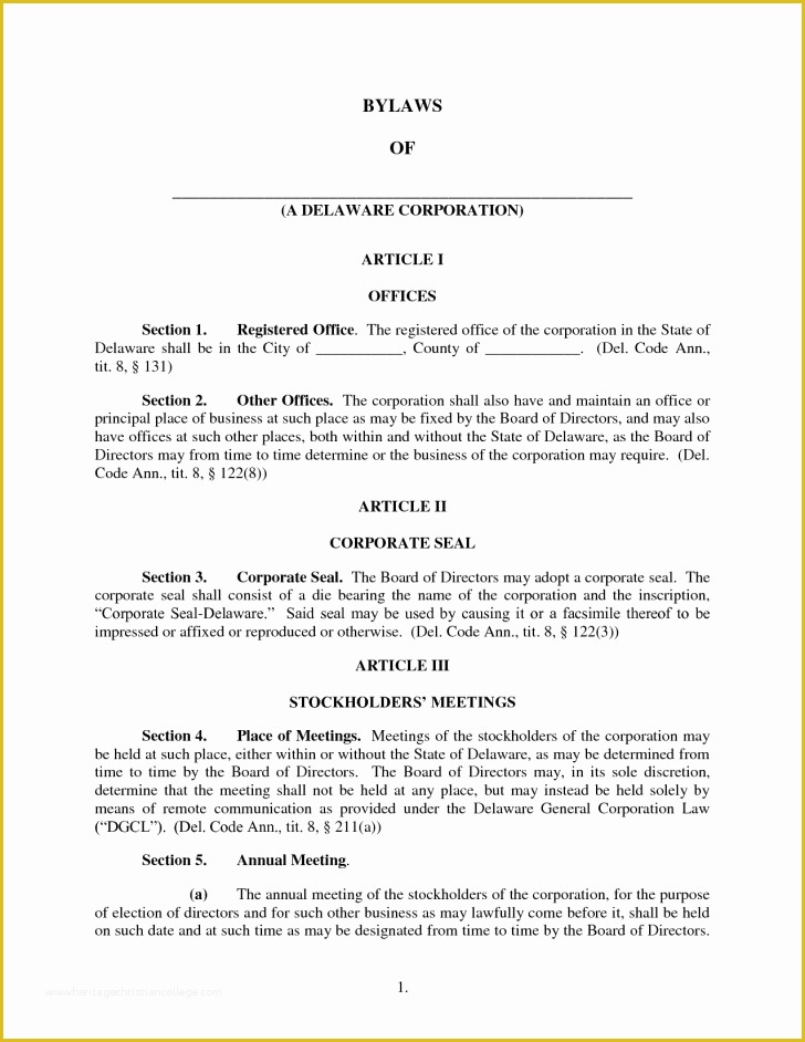 Free bylaws Template Of Template bylaws Template