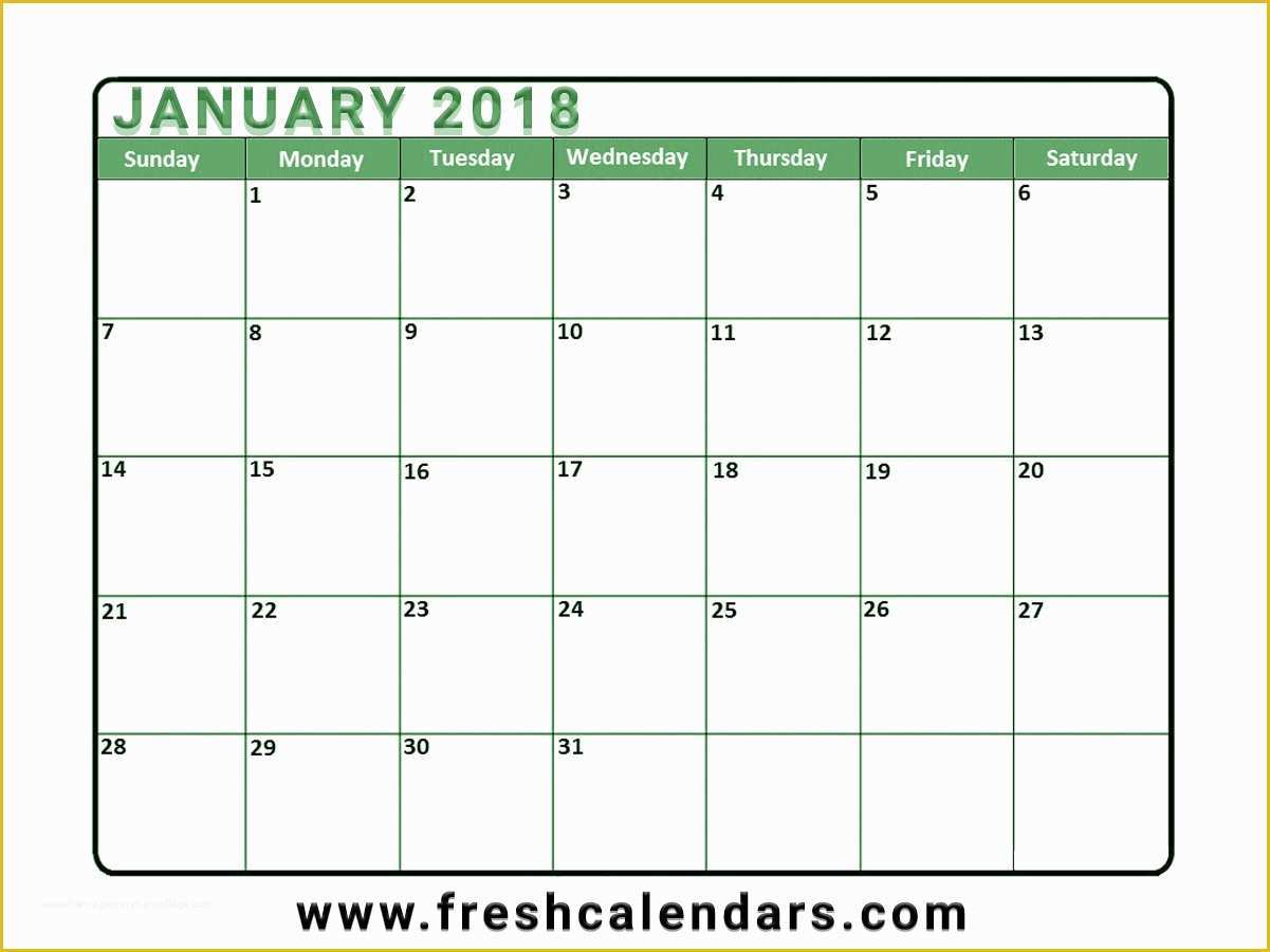 Free Calendar 2018 Template Of Blank January 2018 Calendar Printable Templates