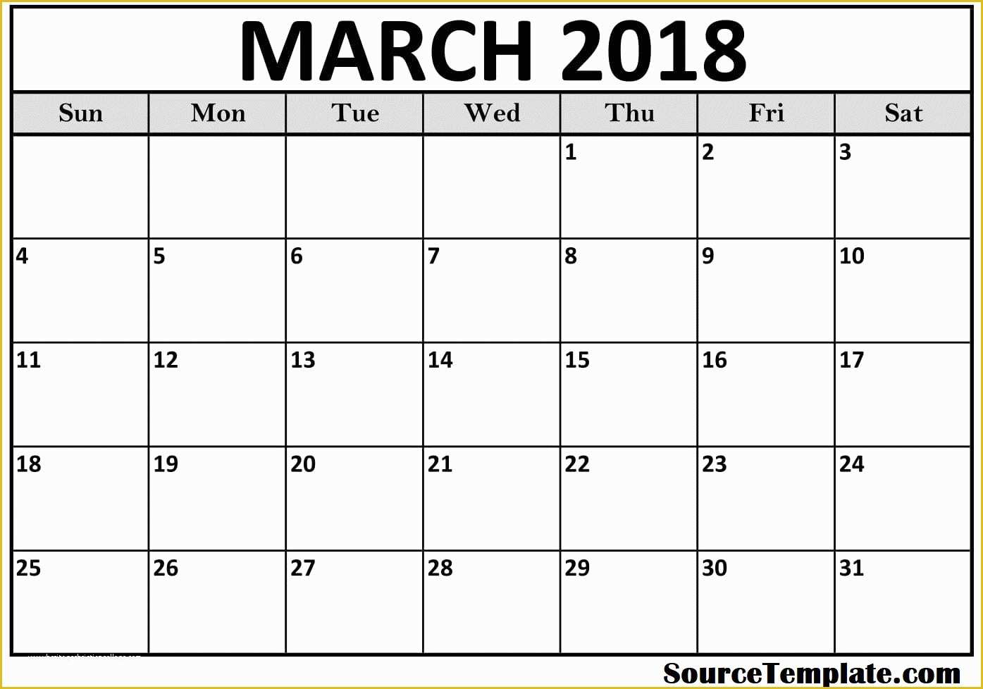 Free Calendar 2018 Template Of Free 5 March 2018 Calendar Printable Template source