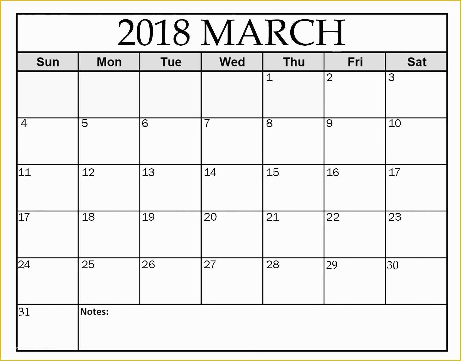 Free Calendar 2018 Template Of Free 5 March 2018 Calendar Printable Template source