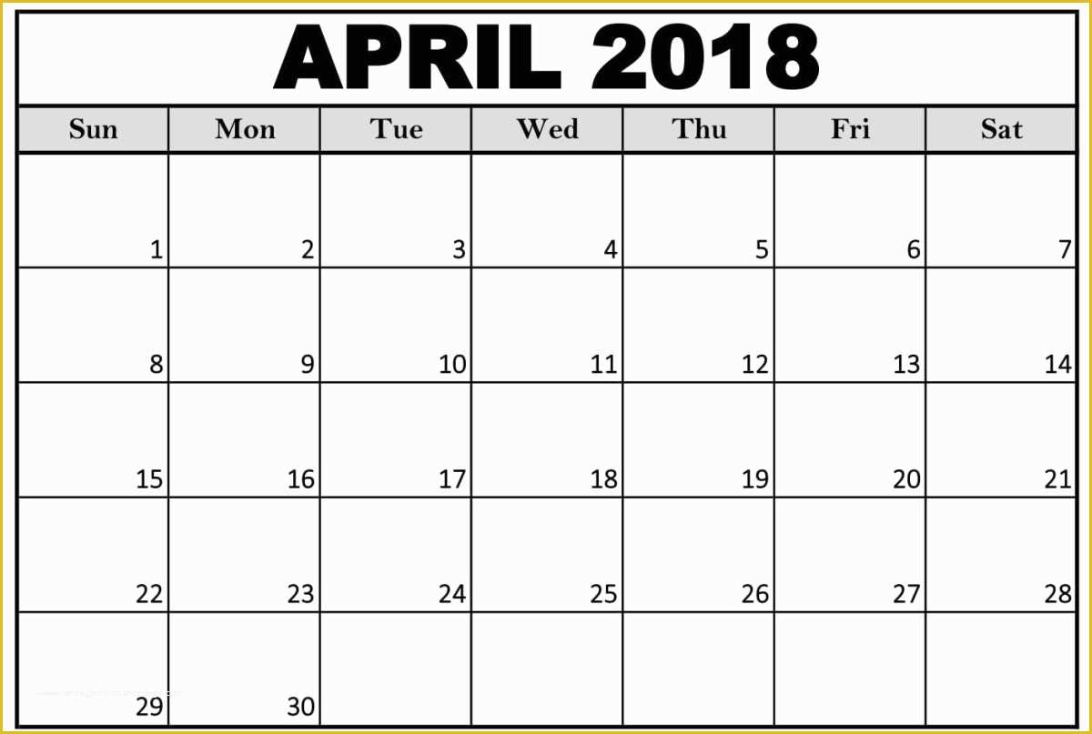 Free Calendar 2018 Template Of Free April 2018 Calendar Printable