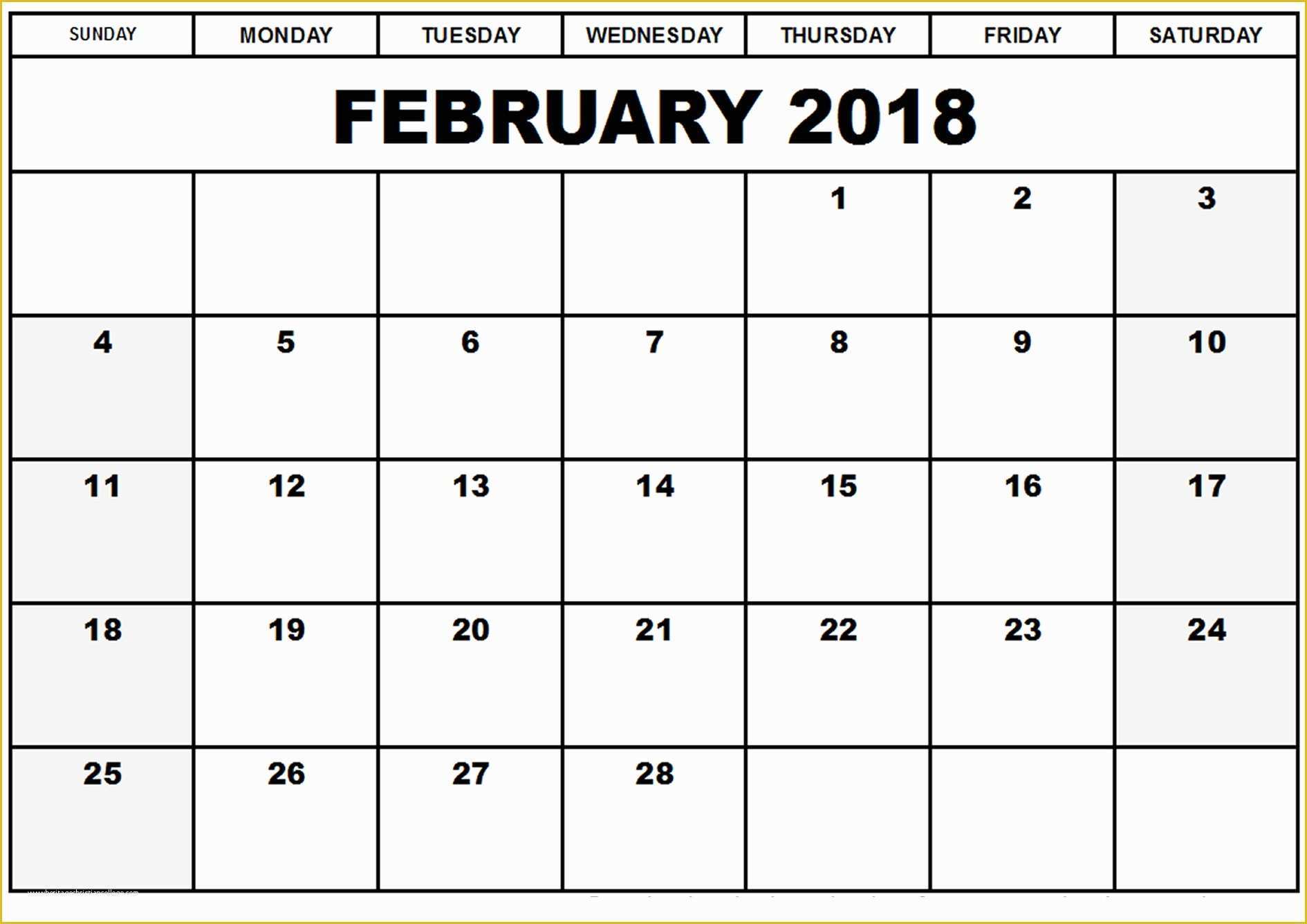 Free Calendar 2018 Template Of Free February 2018 Printable Calendar 