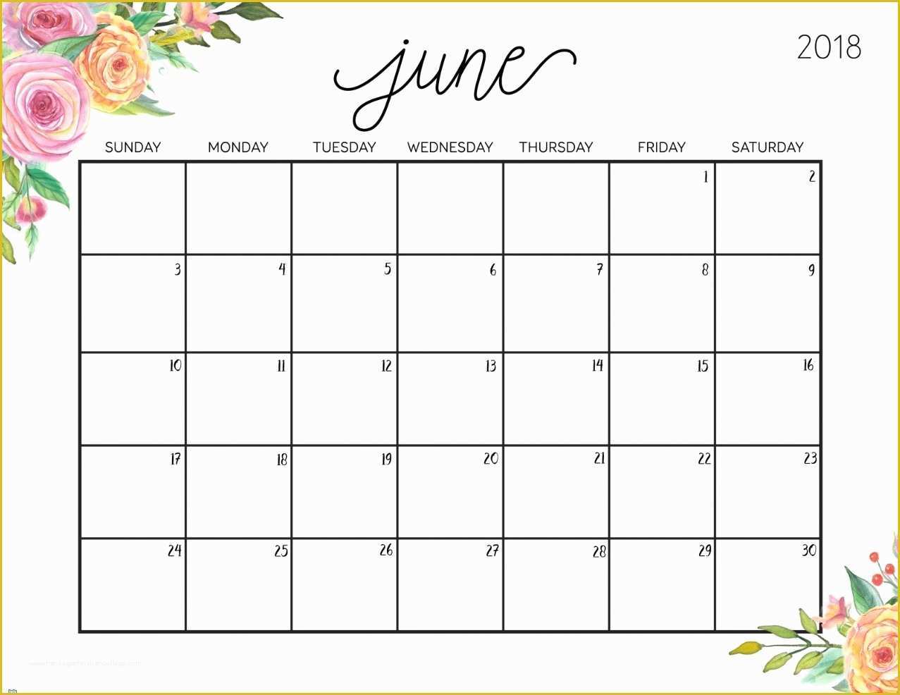 Free Calendar 2018 Template Of Free Printable Calendar June 2018