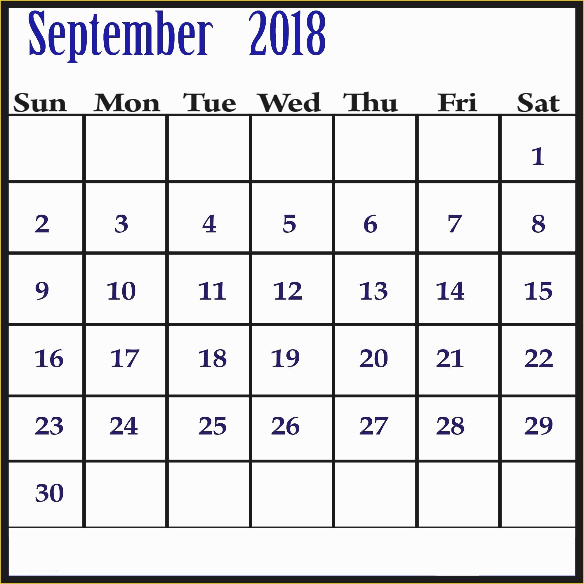 Free Calendar 2018 Template Of Free Printable Calendar September 2018