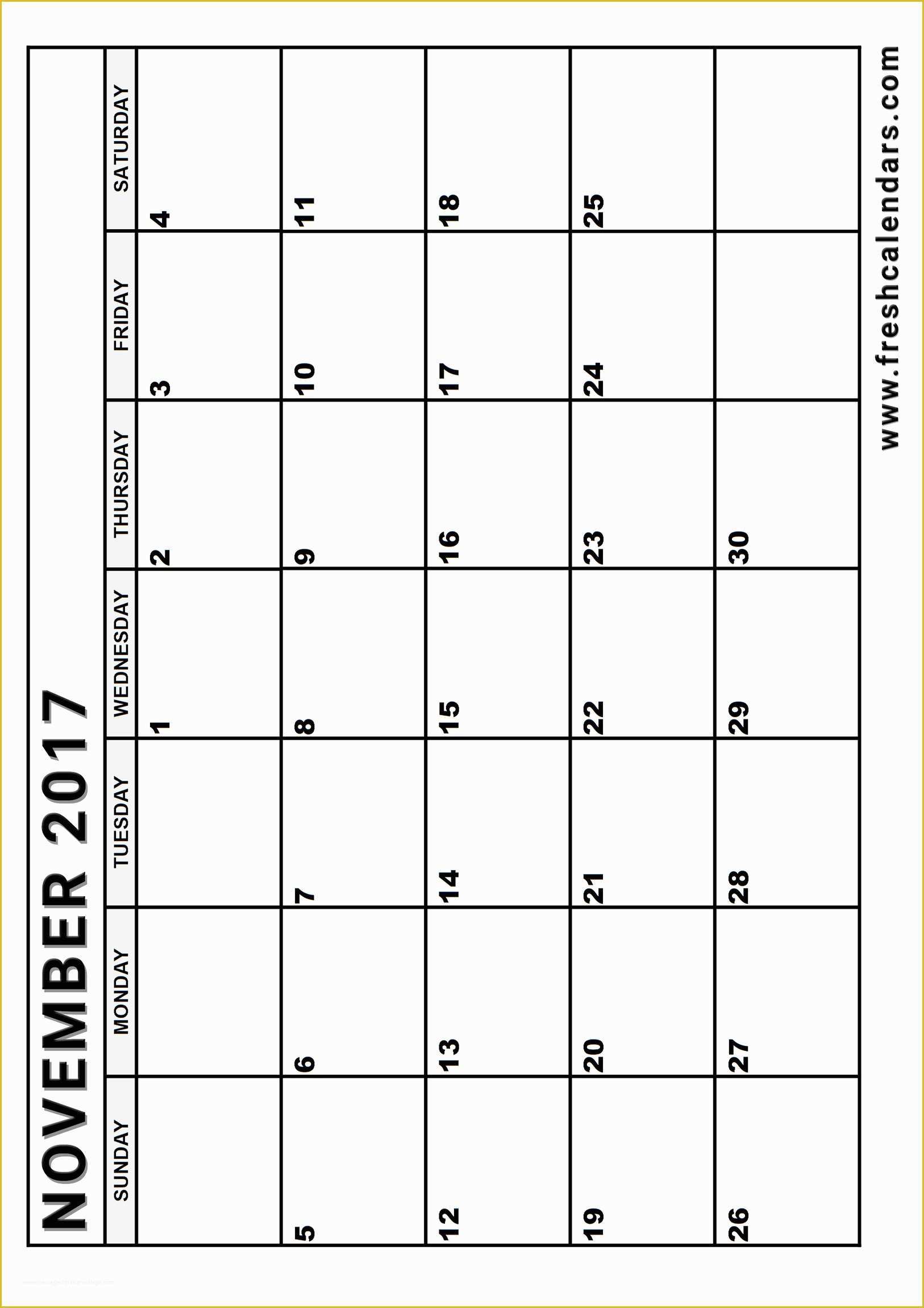 Free Calendar Template 2017 November Of Blank November 2017 Calendar Printable Templates