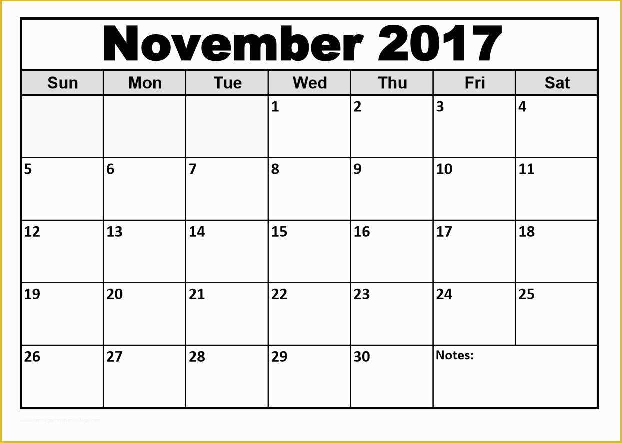 Free Calendar Template 2017 November Of Free November 2017 Holiday Calendar – Quote