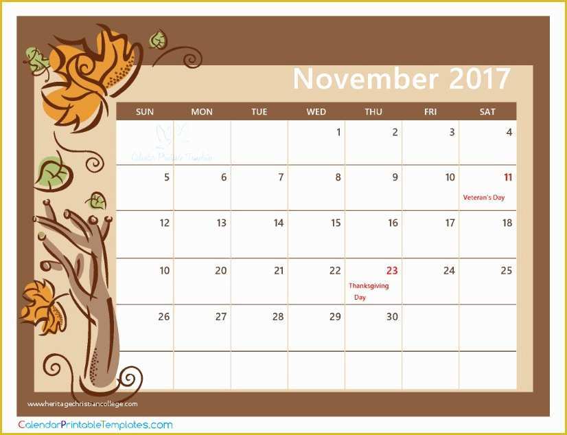 Free Calendar Template 2017 November Of Nov 2017 Printable Hello Kitty Calendar
