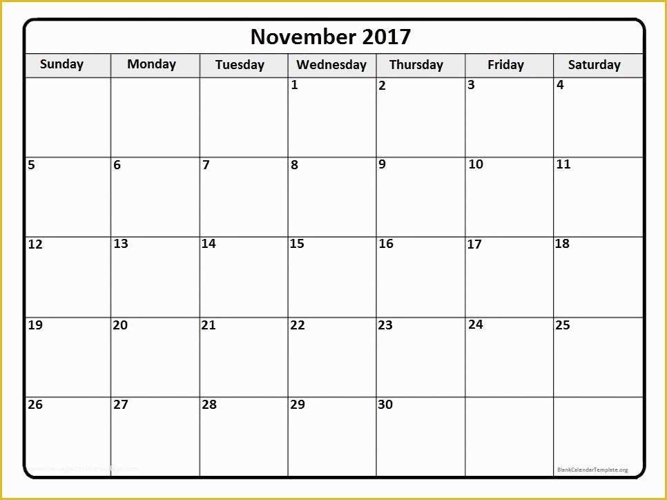 Free Calendar Template 2017 November Of November 2017 Calendar
