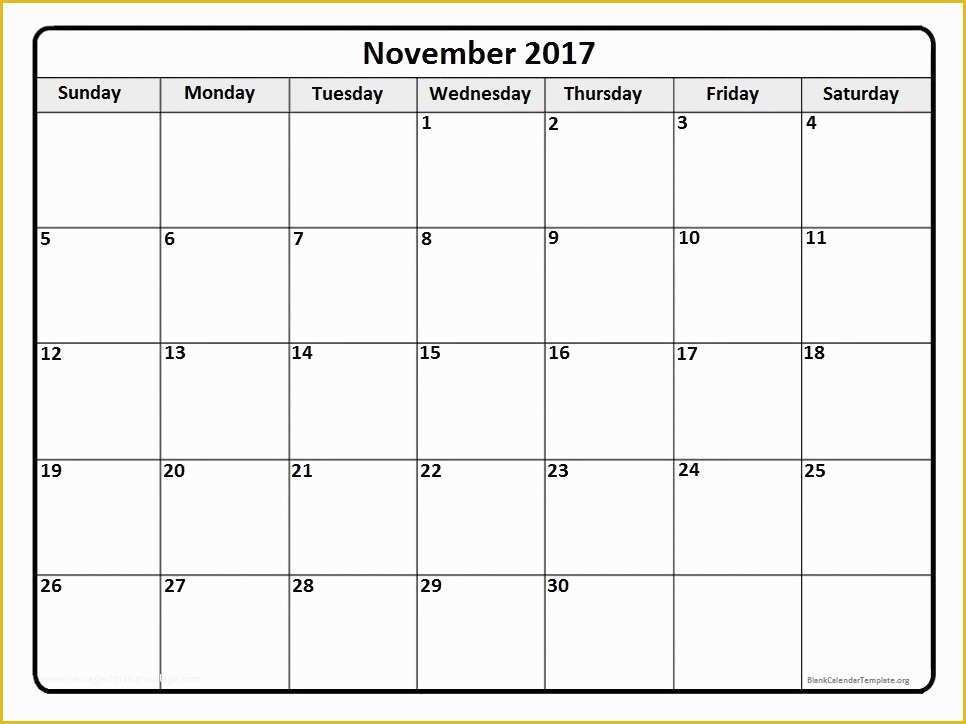 Free Calendar Template 2017 November Of November 2017 Calendar