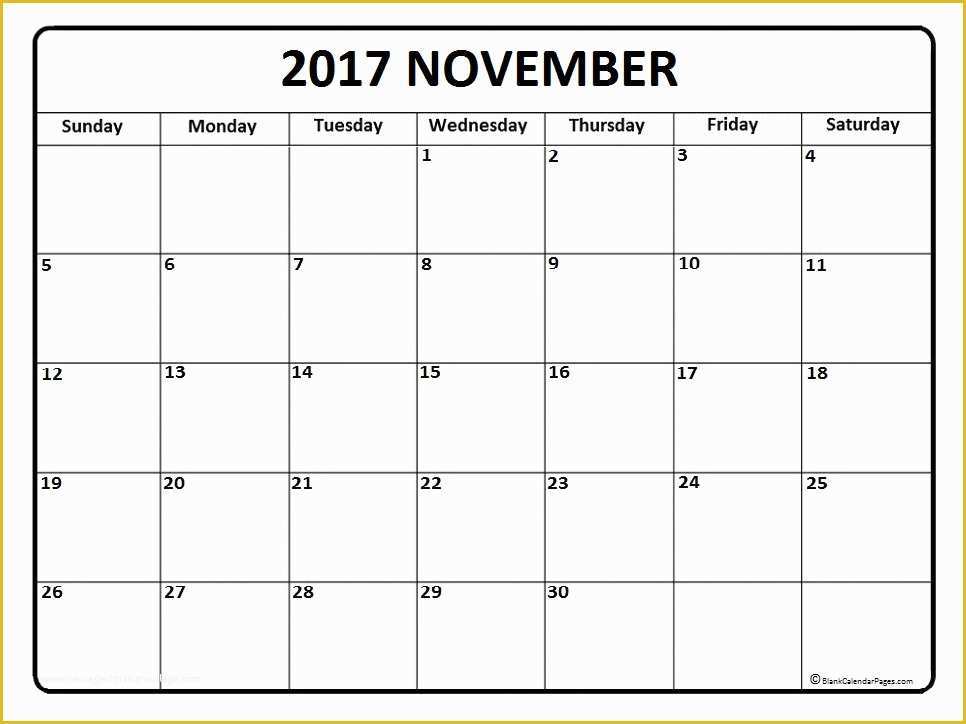 Free Calendar Template 2017 November Of November 2017 Calendar