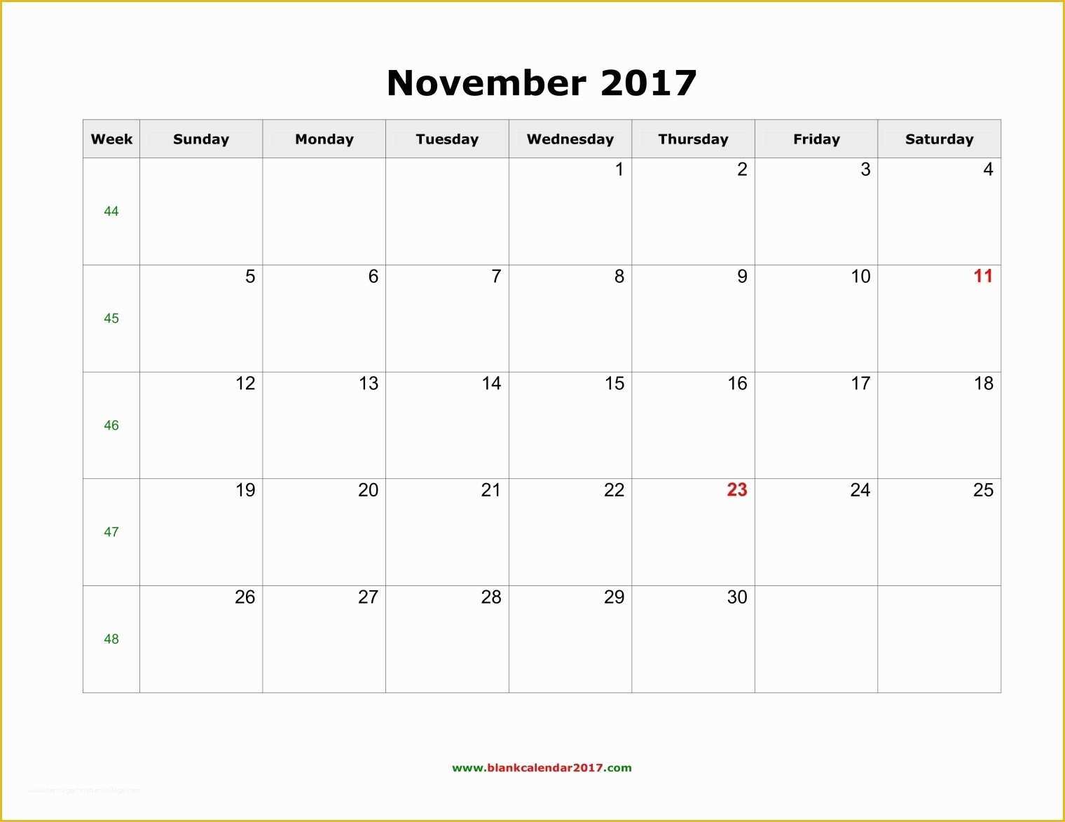 Free Calendar Template 2017 November Of November 2017 Calendar Pdf