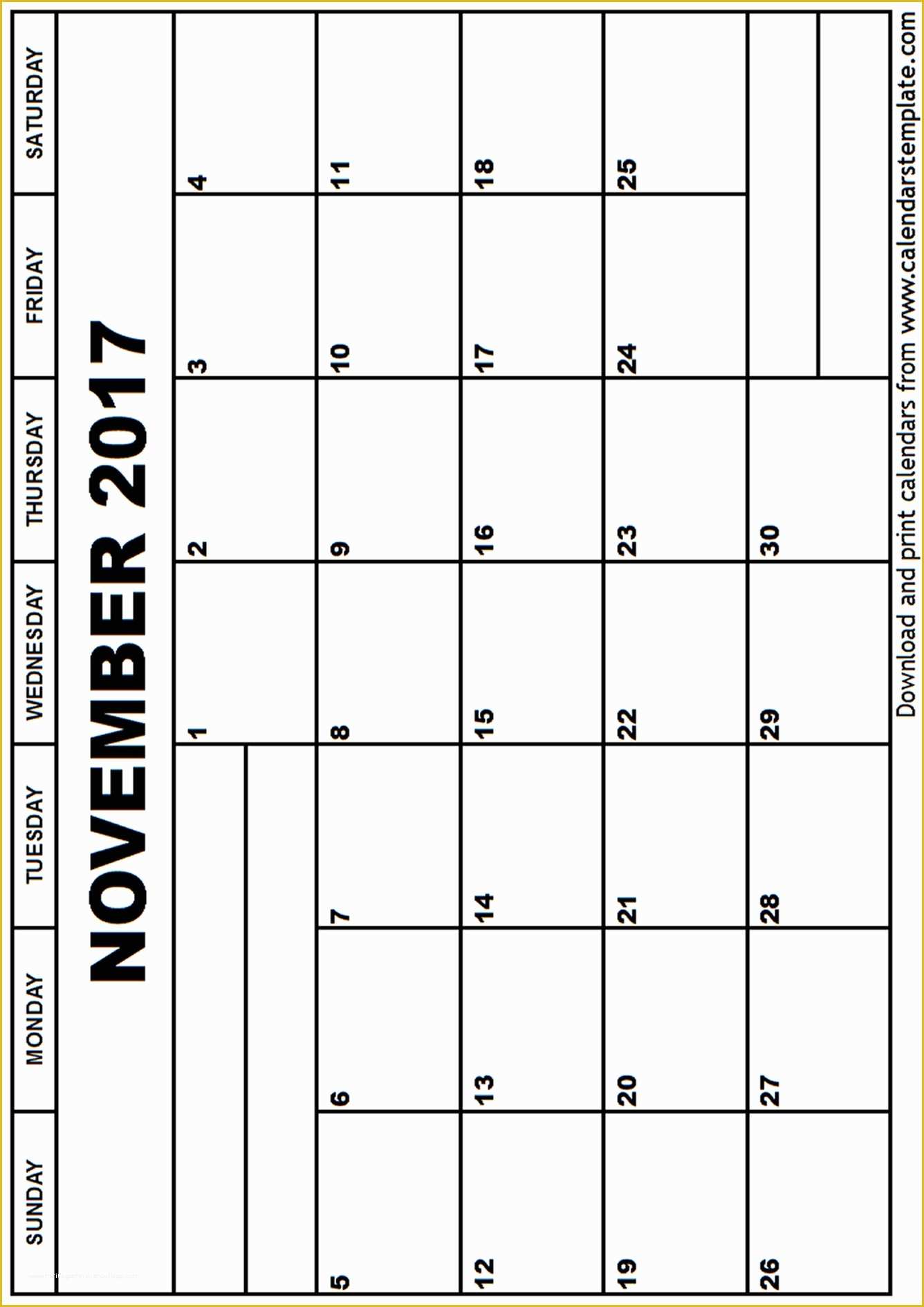 Free Calendar Template 2017 November Of November 2017 Calendar Template
