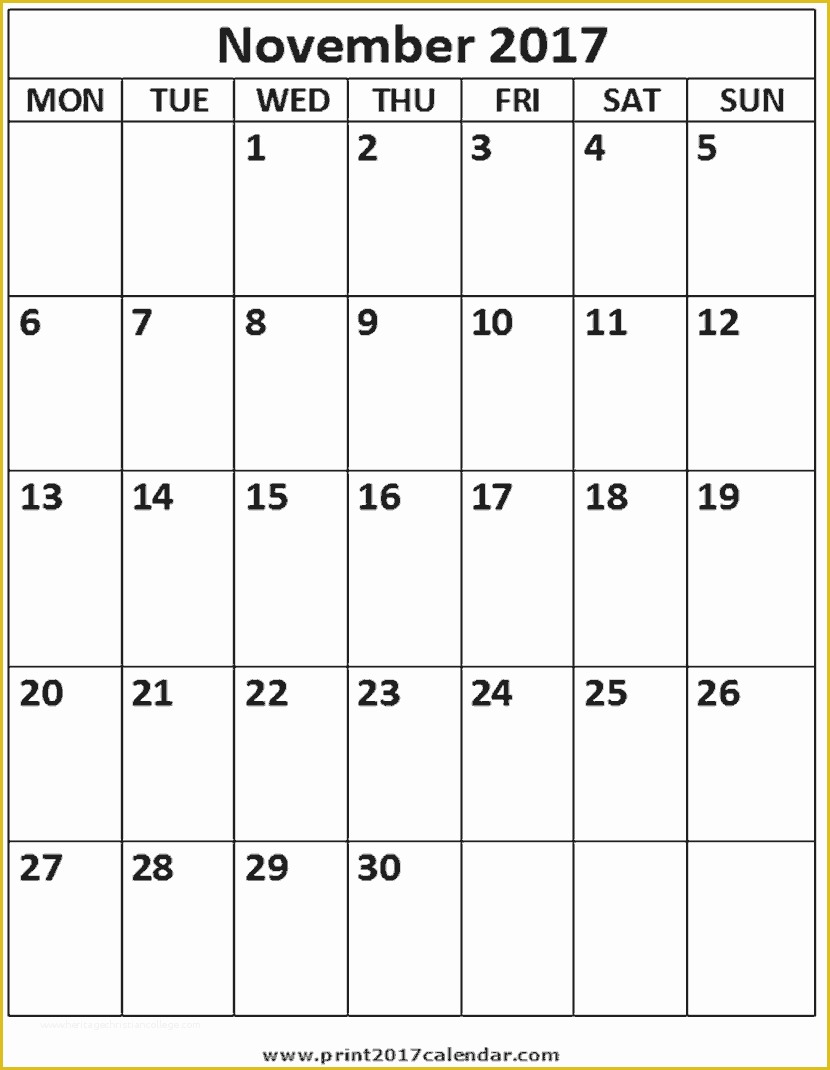 50 Free Calendar Template 2017 November