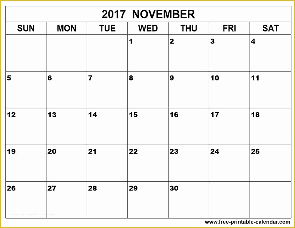 Free Calendar Template 2017 November Of November Calendar 2017 with Holidays – Calendar Template 2018