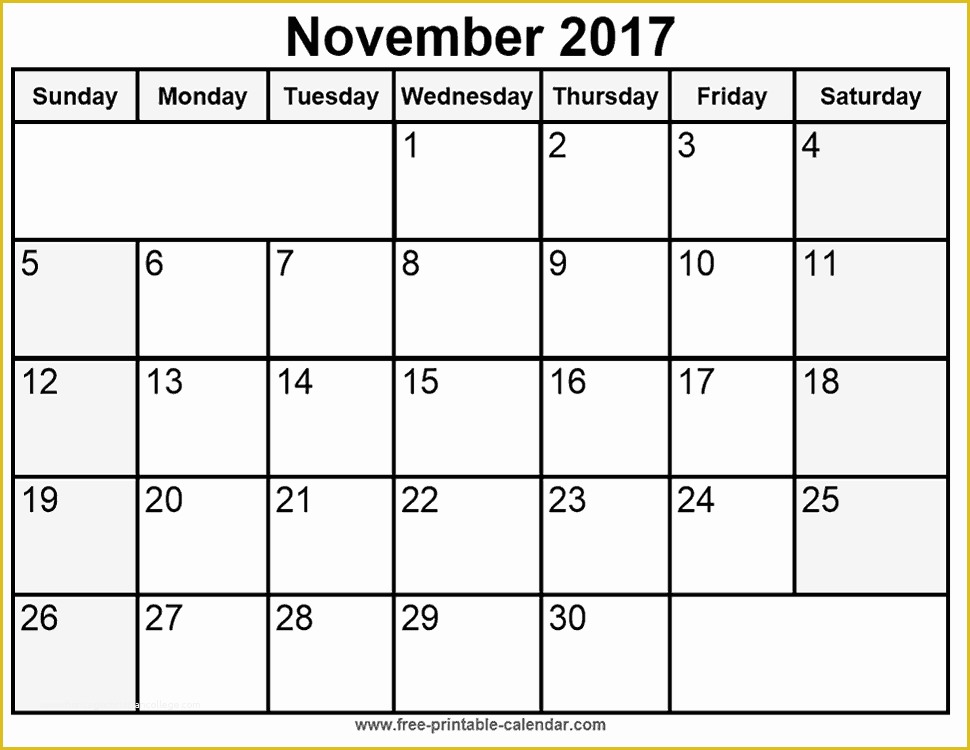 Free Calendar Template 2017 November Of Printable November 2017 Calendar