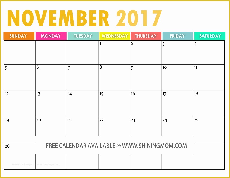 Free Calendar Template 2017 November Of the Free Printable 2017 Calendar by Shining Mom