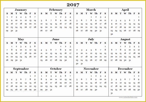 Free Calendar Template 2017 Of 2017 Blank Yearly Calendar Template Free Printable Templates