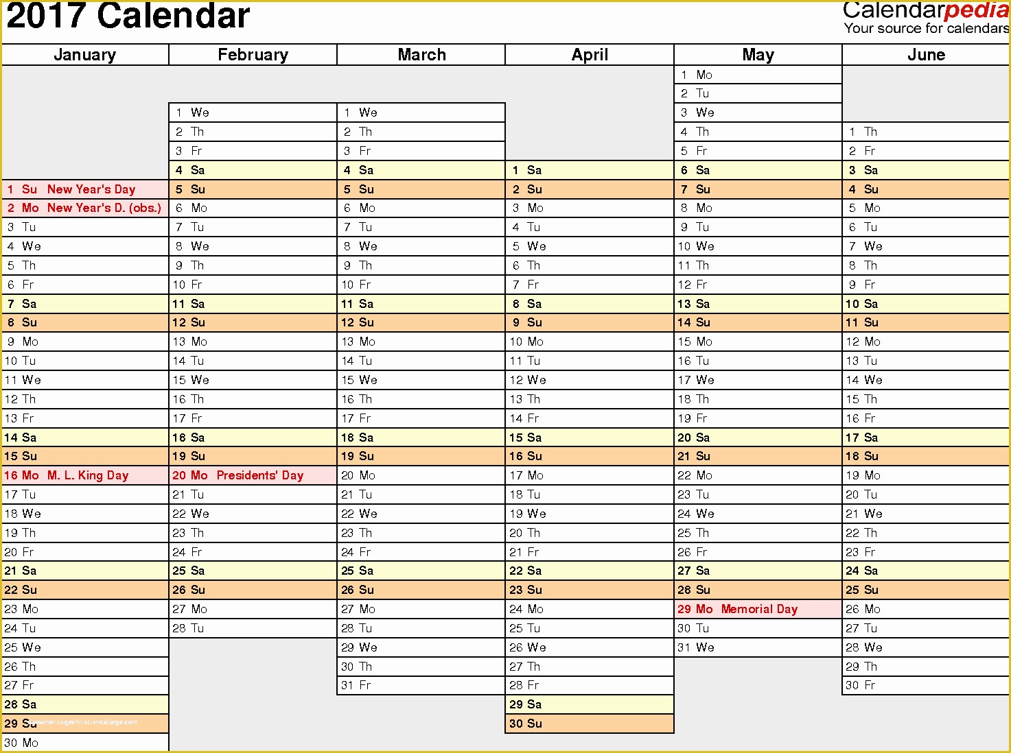 Free Calendar Template 2017 Of 2017 Calendar 16 Free Printable Excel Templates