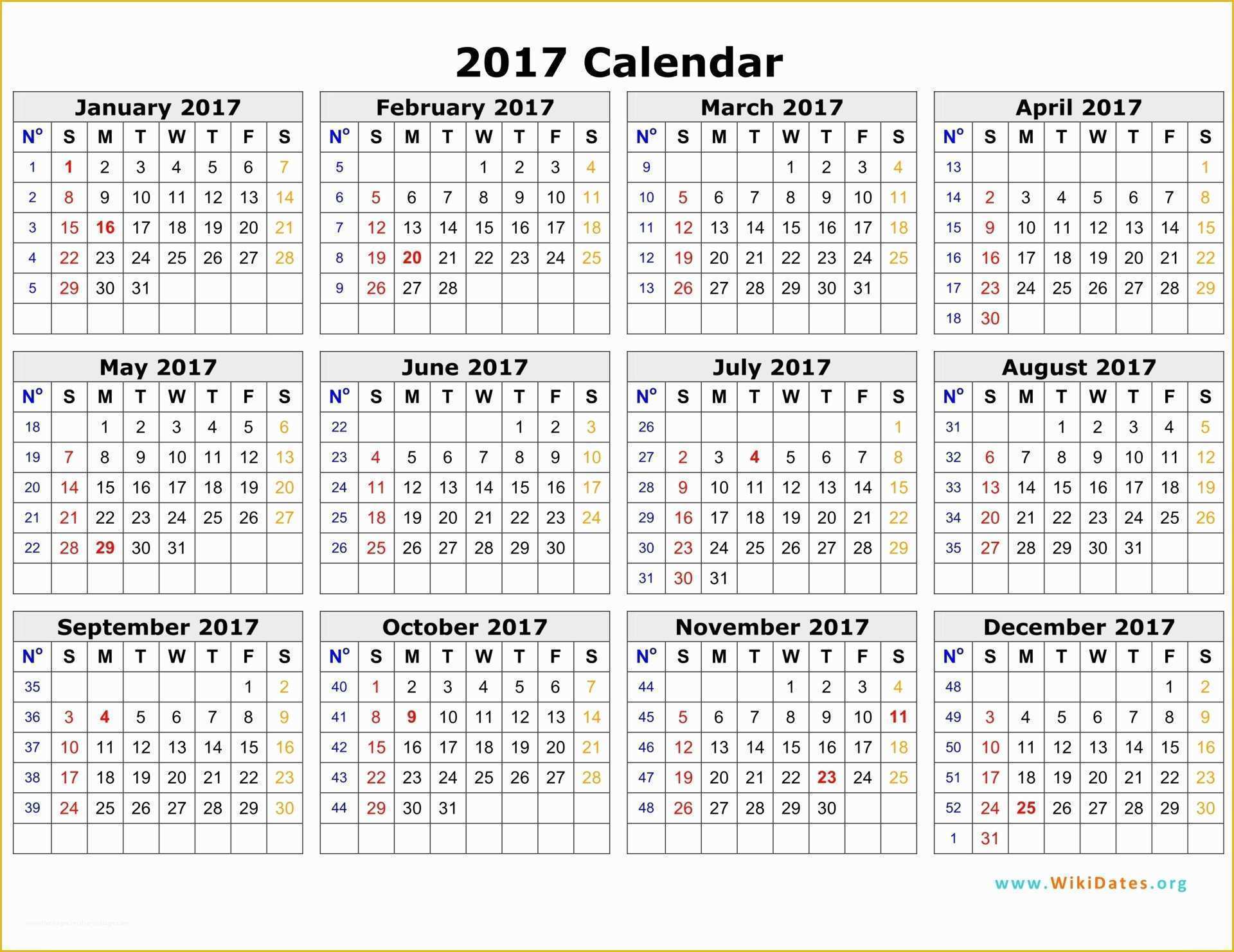 Free Calendar Template 2017 Of 2017 Calendar Template