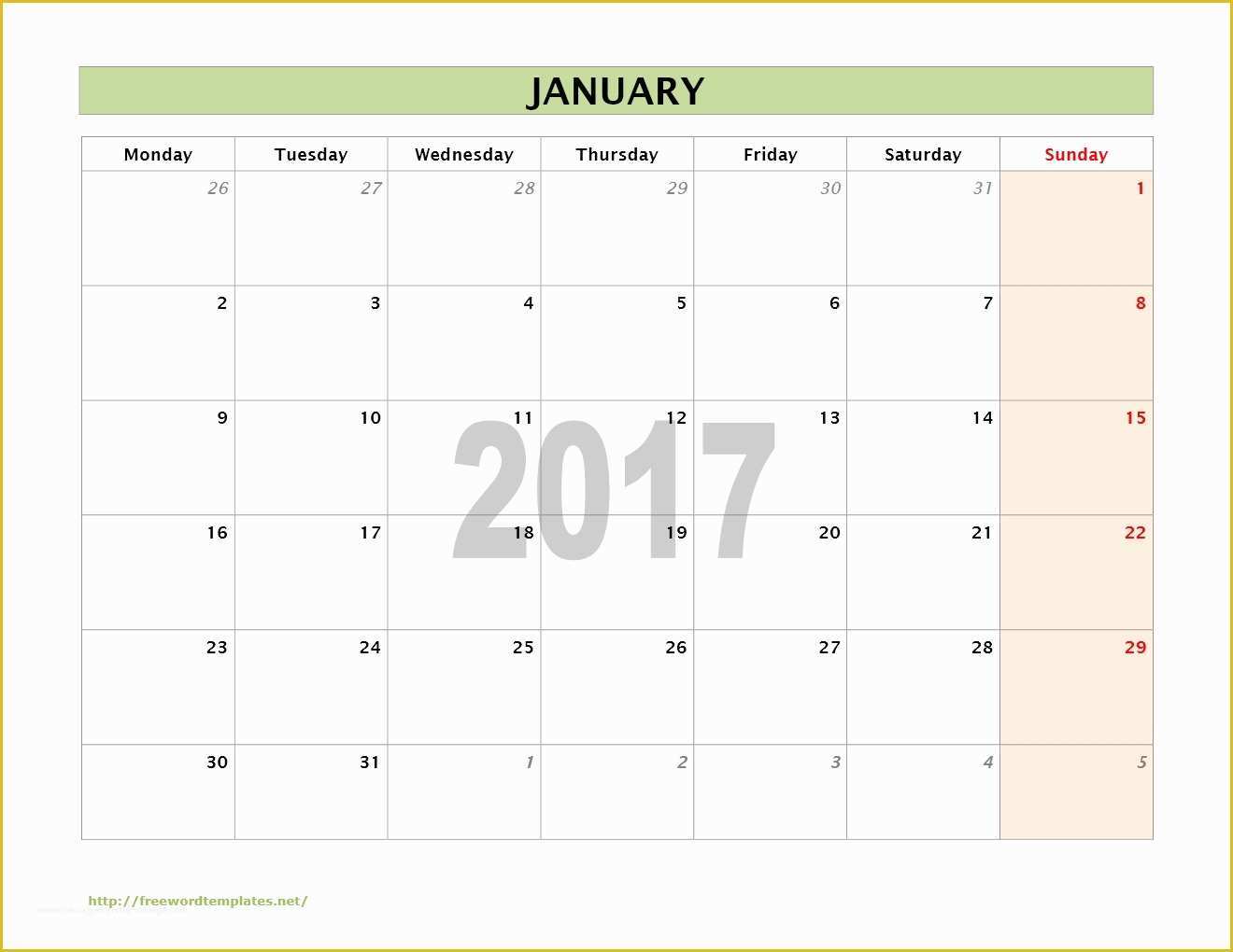 Free Calendar Template 2017 Of 2017 Calendar Templates
