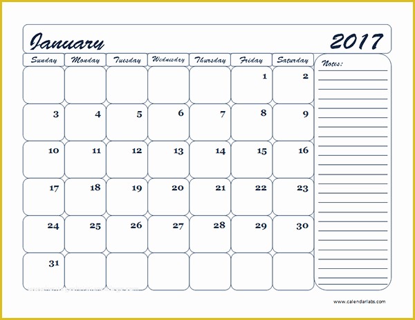 Free Calendar Template 2017 Of 2017 Monthly Blank Calendar Template Free Printable