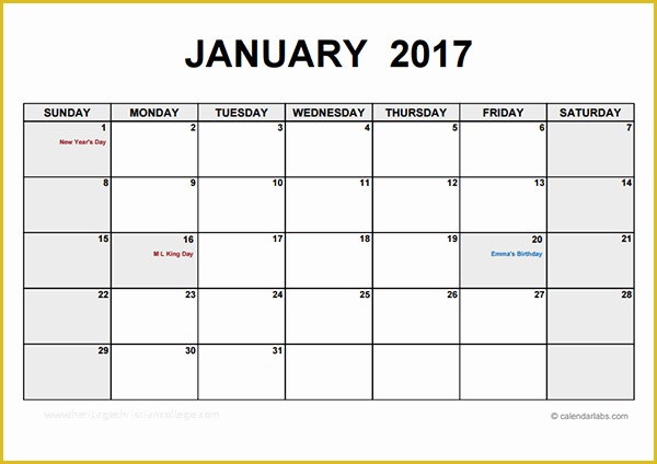 Free Calendar Template 2017 Of 2017 Monthly Calendar Pdf Free Printable Templates