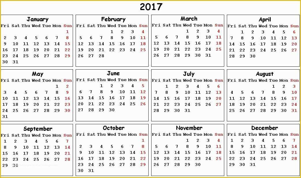 Free Calendar Template 2017 Of 2017 Printable Calendar Pdf – Calendar Template 2019