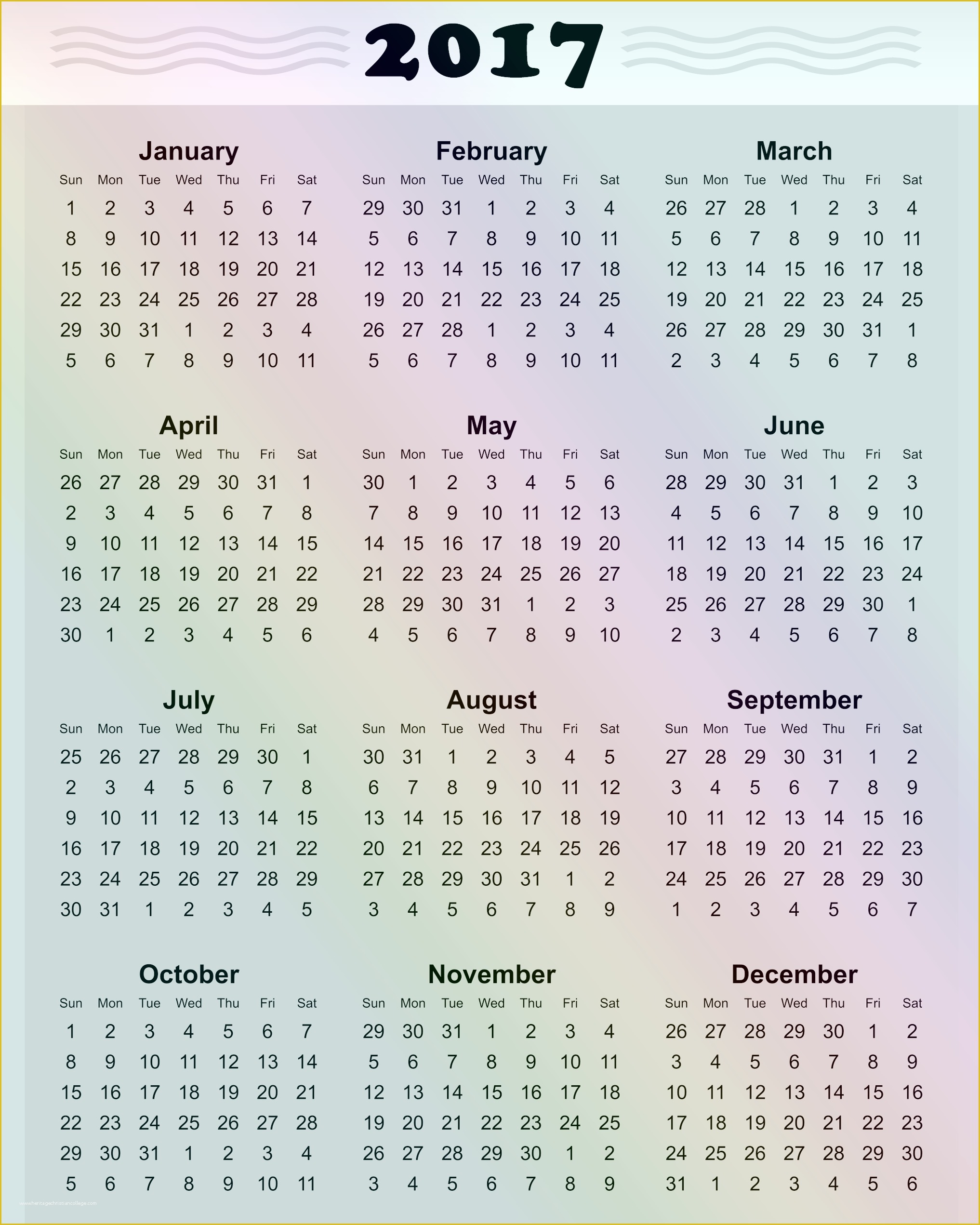 Free Calendar Template 2017 Of 2017 Printable Calendar Template Holidays Excel & Word