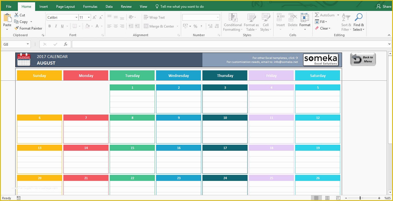 Free Calendar Template 2017 Of Excel Calendar Template Free Printable Monthly Calendar