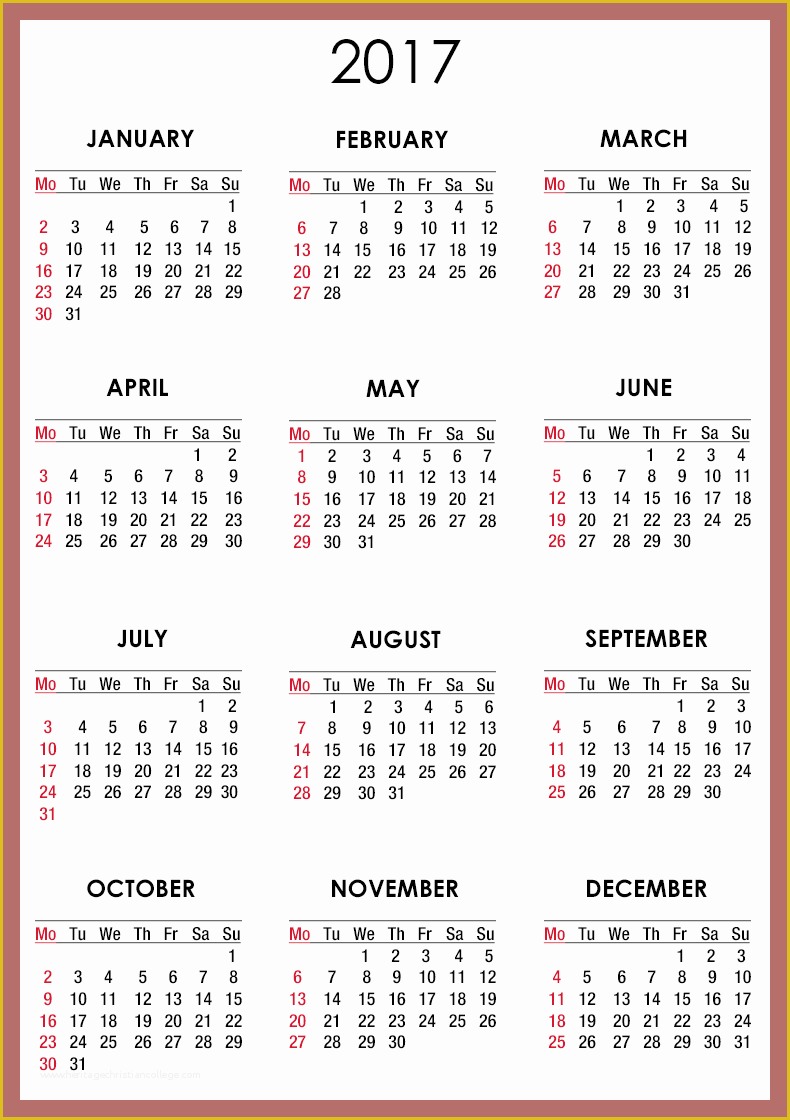 Free Calendar Template 2017 Of Free Printable Calendar Templates 2017