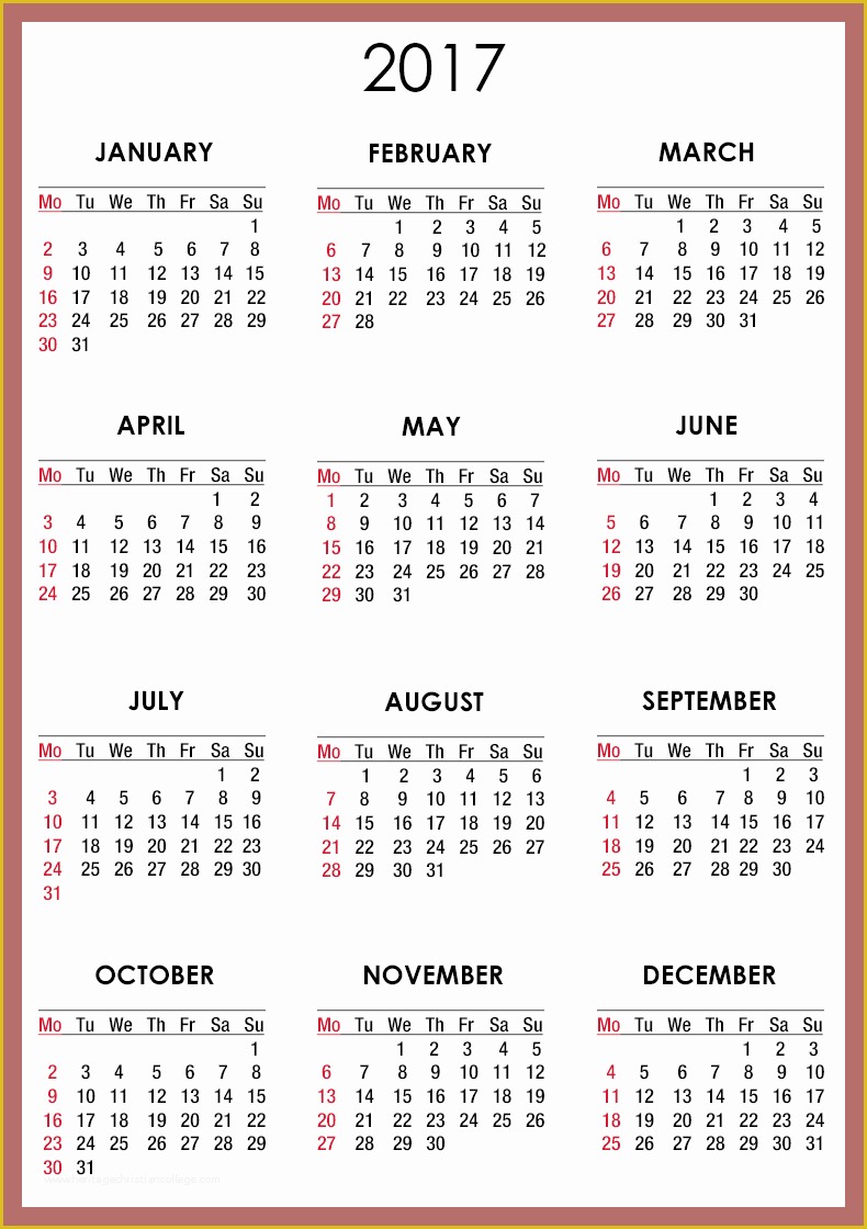 Free Calendar Template 2017 Of Free Printable Calendar Templates 2017