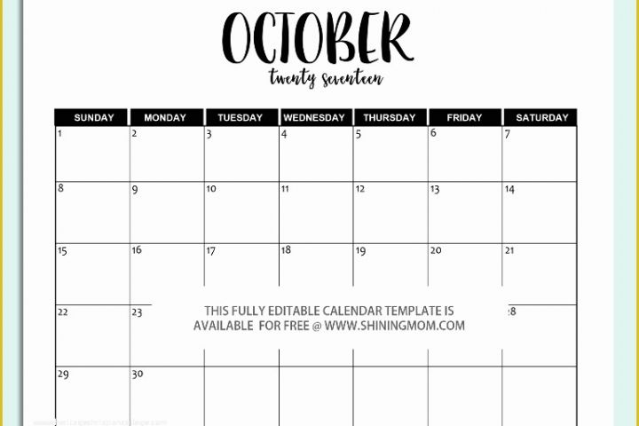 Free Calendar Template 2017 Of Free Printable Fully Editable 2017 Calendar Templates In