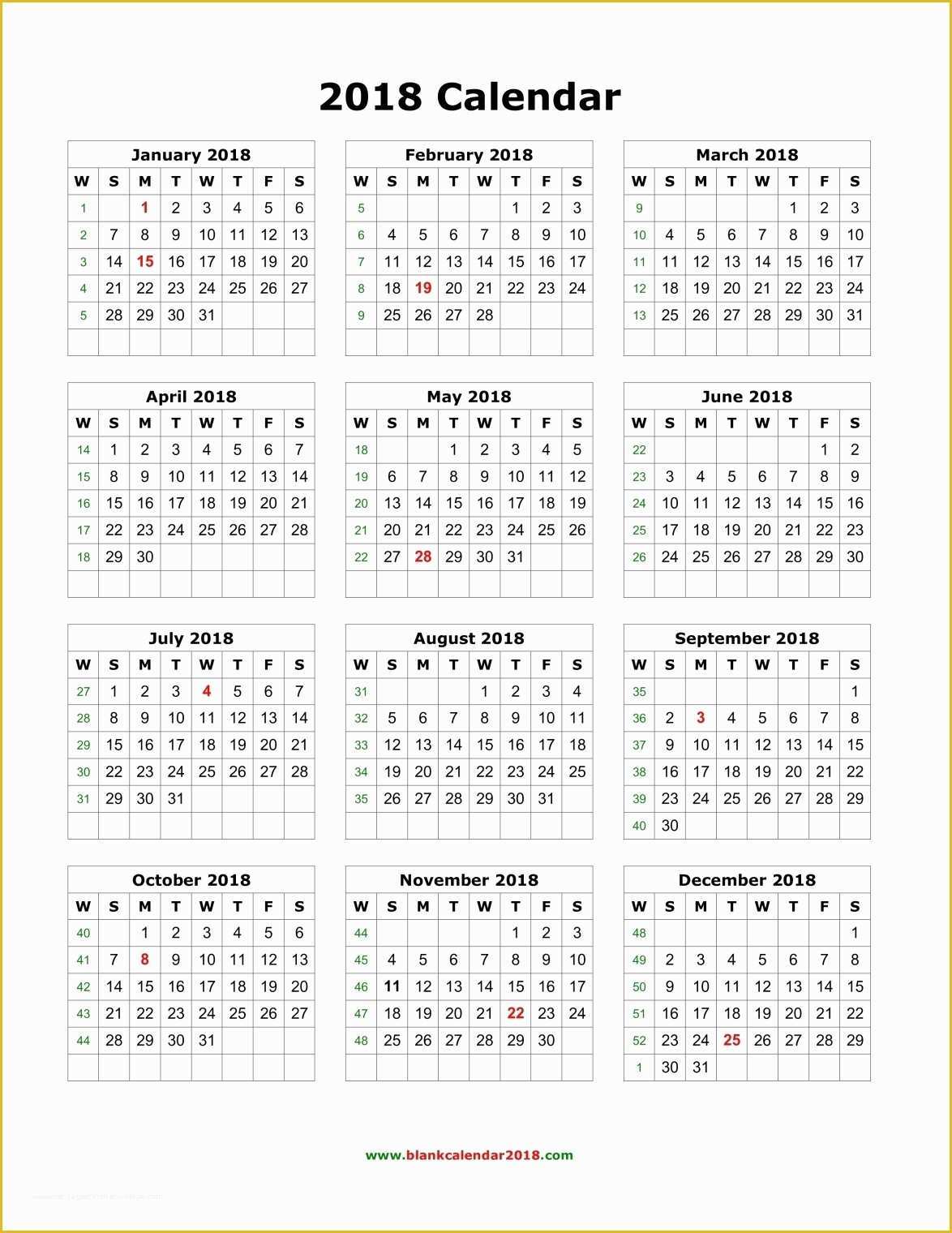 Free Calendar Template 2018 Of Blank Calendar 2018