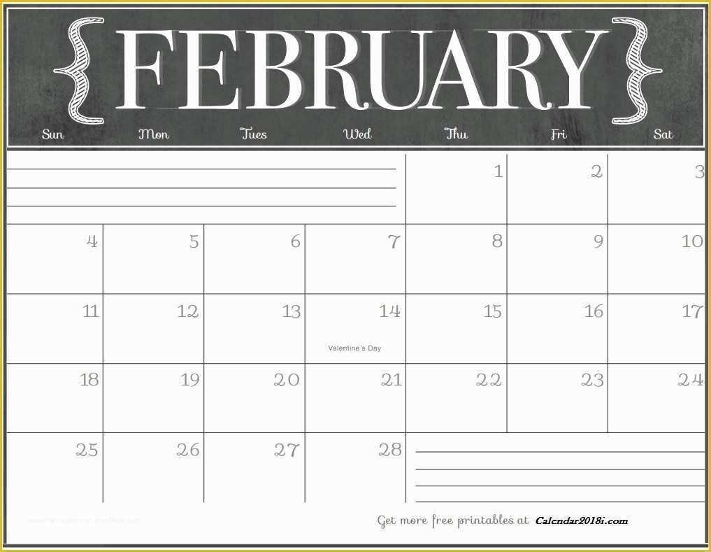 Free Calendar Template 2018 Of Free February 2018 Wall Calendar