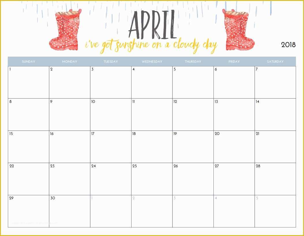 Free Calendar Template 2018 Of Free Printable 2018 Monthly Calendar