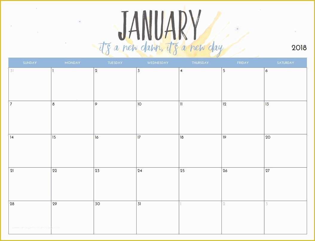 Free Calendar Template 2018 Of Free Printable 2018 Monthly Calendar