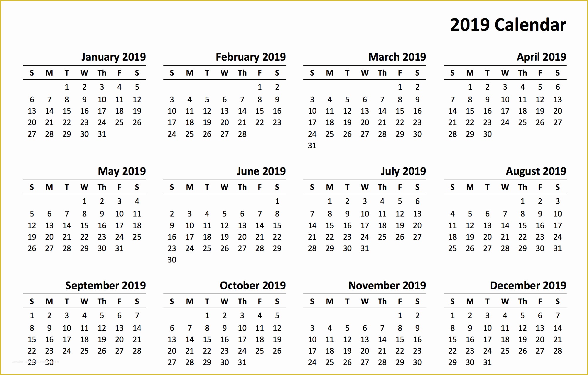 Free Calendar Template 2019 Of 2019 Calendar Amazonaws