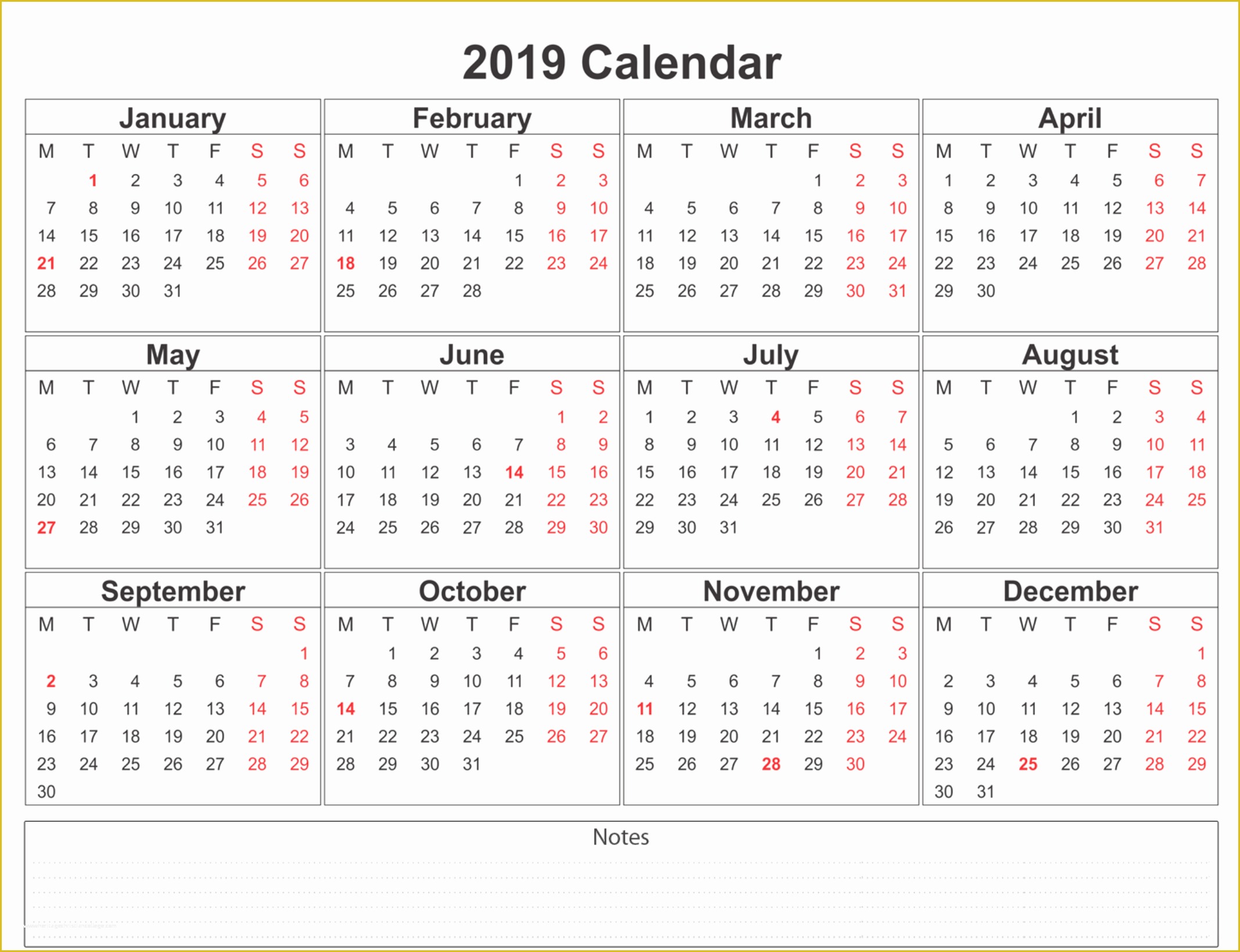 Free Calendar Template 2019 Of 2019 Calendar Amazonaws