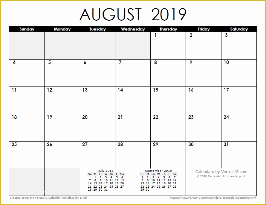 Free Calendar Template 2019 Of 2019 Calendar Templates and