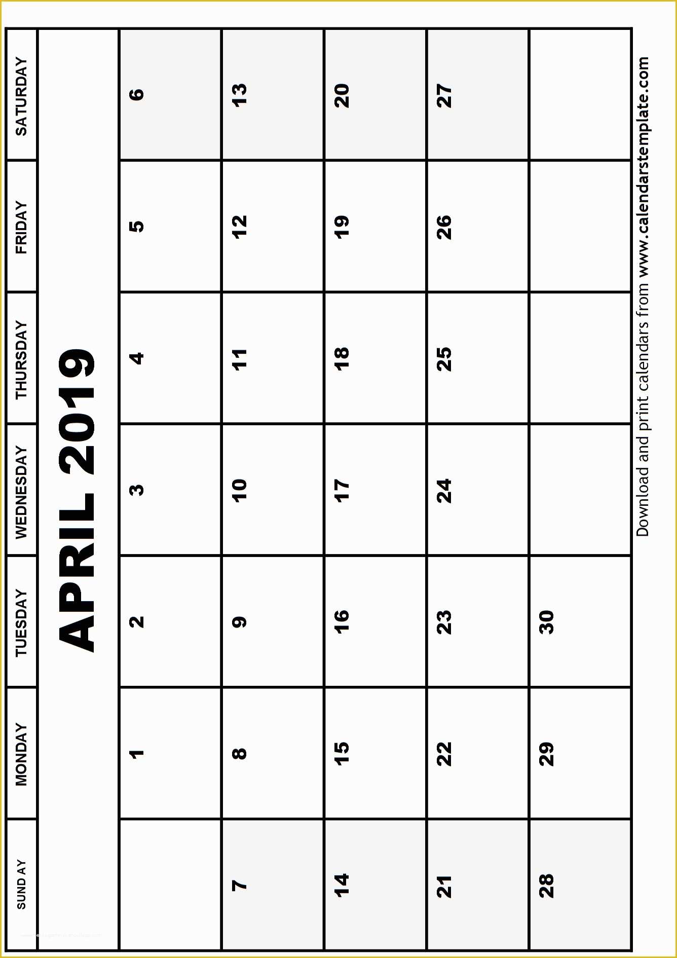 Free Calendar Template 2019 Of April 2019 Calendar Template