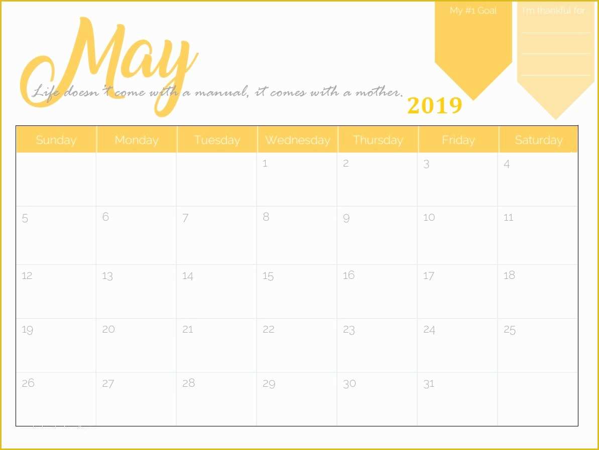Free Calendar Template 2019 Of Free Printable 2019 Monthly Calendar