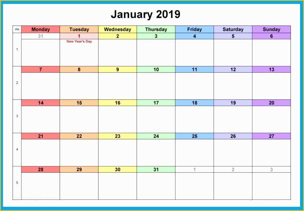 Free Calendar Template 2019 Of Free Printable January 2019 Blank Templates