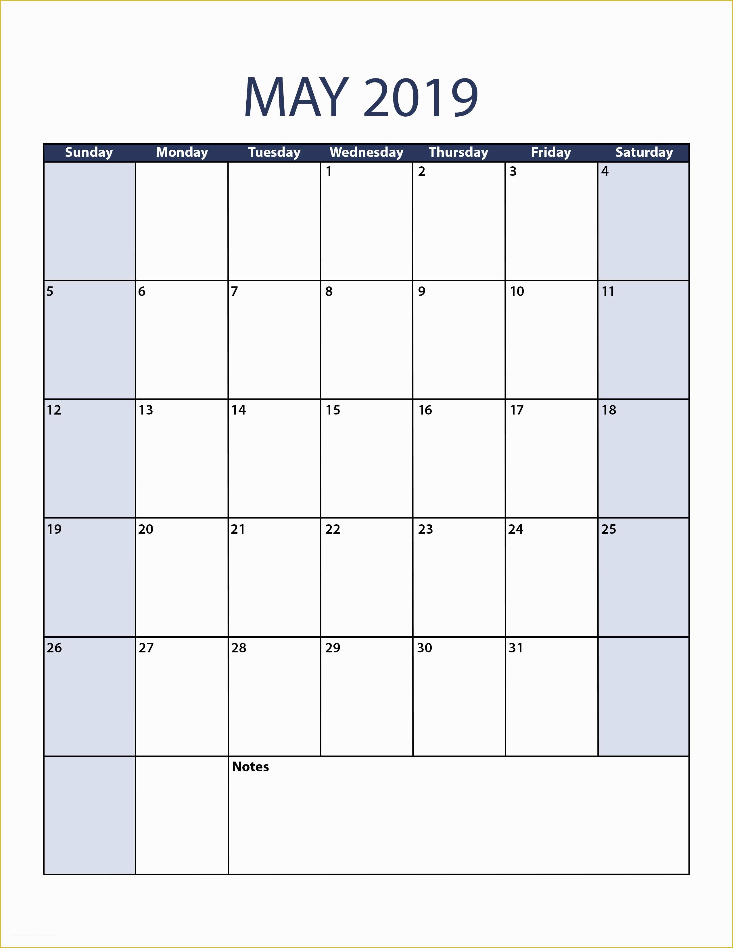 Free Calendar Template 2019 Of May 2019 Calendar Template