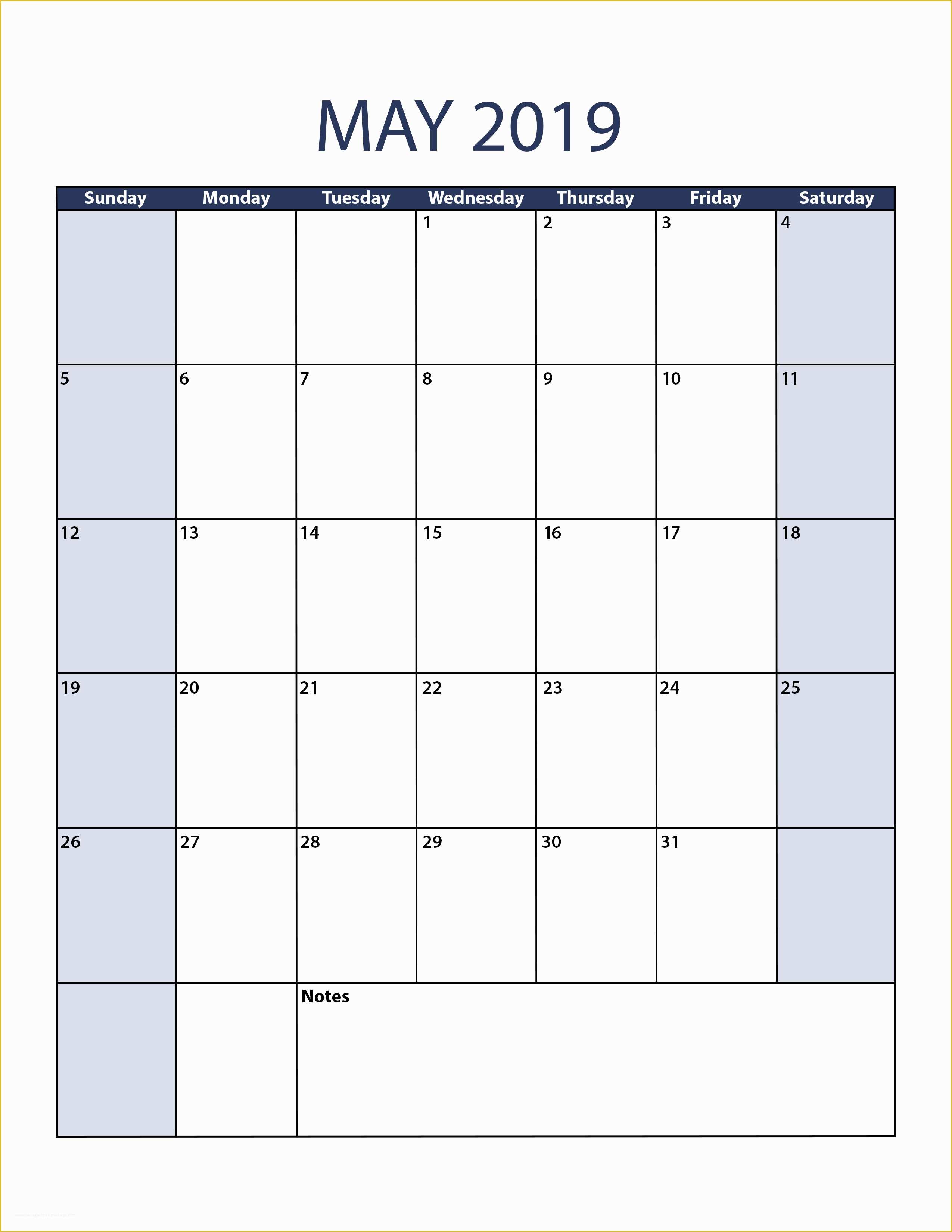 Free Calendar Template 2019 Of May 2019 Calendar Template