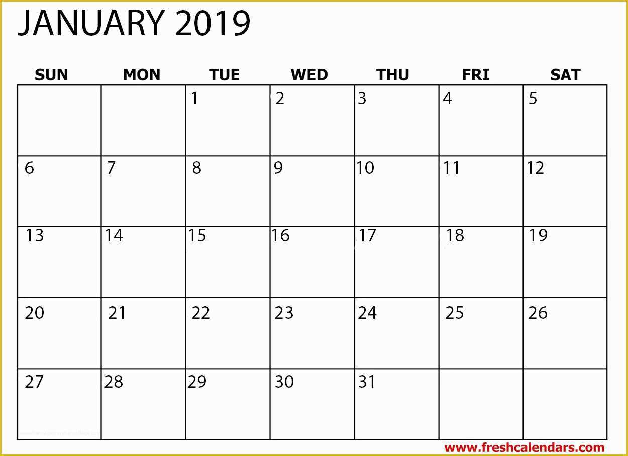 Free Calendar Template 2019 Of Printable January 2019 Calendar Fresh Calendars